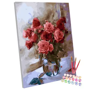 Zestaw do malowania po numerach, 40x50 cm, Czerwone Róże - Malowanie po numerach - miniaturka - grafika 1
