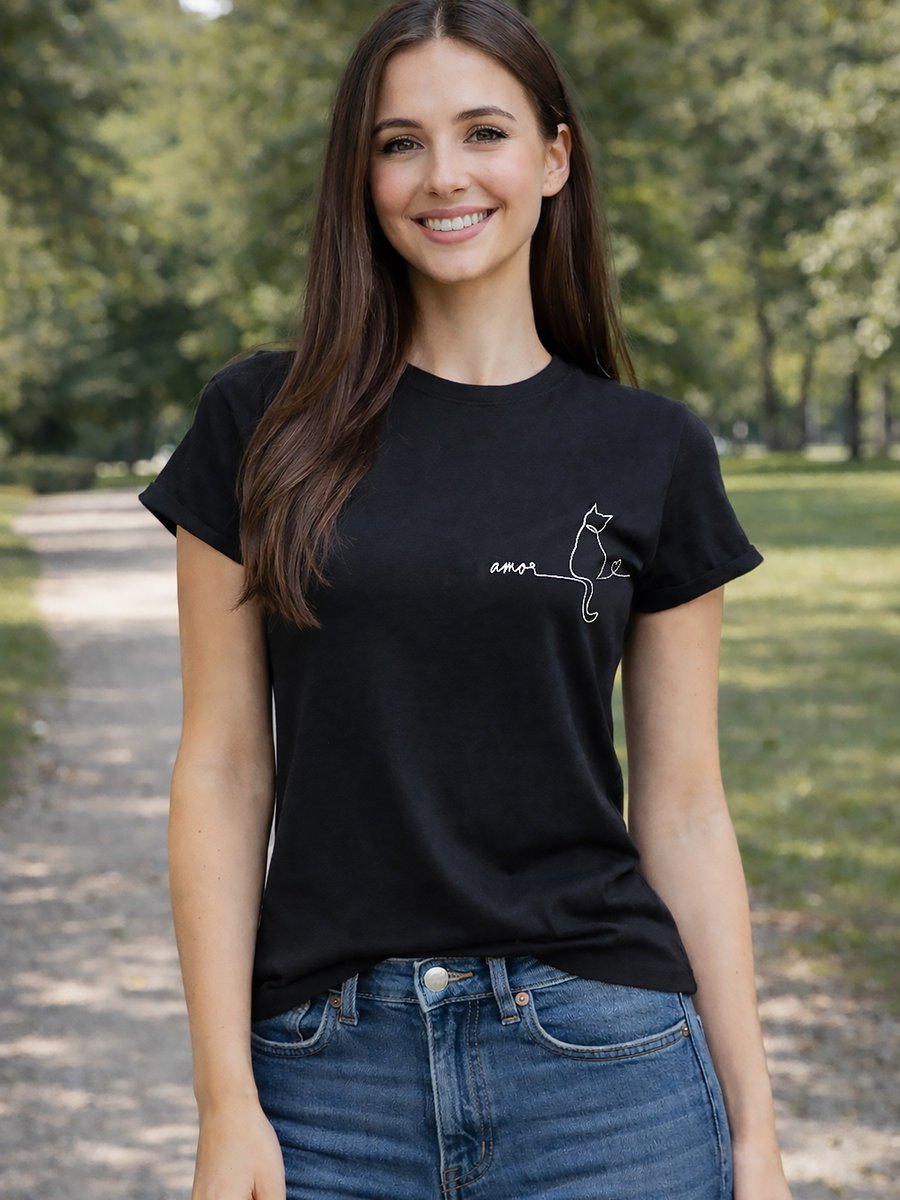 T-shirt bawełniany z nadrukiem czarny M