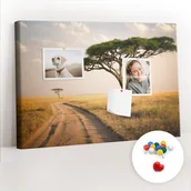 Tablice i flipcharty - Szkolna Tablica korkowa 60x40 cm, Kolorowe Pinezki, wzór Krajobraz Afryki - miniaturka - grafika 1