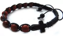 Różaniec na rękę drewno różane ręcznie pleciony - Biżuteria religijna - miniaturka - grafika 1
