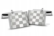 Spinki do mankietów i krawatów - Spinki srebrne do mankietów 925 rodowane SP22 szachownica - miniaturka - grafika 1