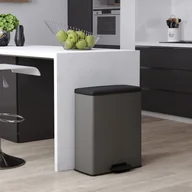 Kosze na śmieci - Curver Podwójny kosz na śmieci Deco z pedałem, 26 L+26 L, szary - miniaturka - grafika 1