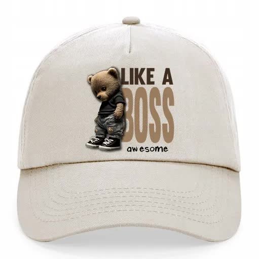 Czapka Beżowa Daszek Na Wiosnę LIKE A BOSS Wzory