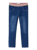 Legginsy - NAME IT Dziewczęce spodnie NMFSALLI DNMTORINA SWE Legginsy NOOS, ciemnoniebieskie denim/szczegóły: złoty różowy lurex, 56 - miniaturka - grafika 1