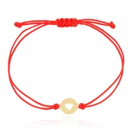 Bransoletki - Bransoletka serce czerwony sznurek złoto pr. 585 - miniaturka - grafika 1