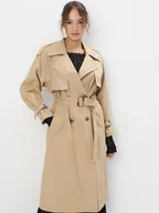 Płaszcze damskie - Mohito - Bawełniany trencz - beżowy - miniaturka - grafika 1