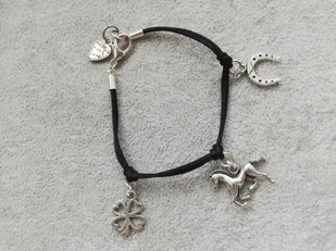 bransoletka sznurek charms doczepki KOŃ PODKOWA - Bransoletki - miniaturka - grafika 1