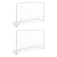 Piłka nożna - Bramki piłkarskie z siatkami, 2 szt. 182x61x122 cm, stal, białe - miniaturka - grafika 1