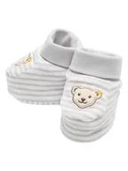 Buciki dla niemowląt - Steiff Kapcie w kolorze szaro-białym - miniaturka - grafika 1