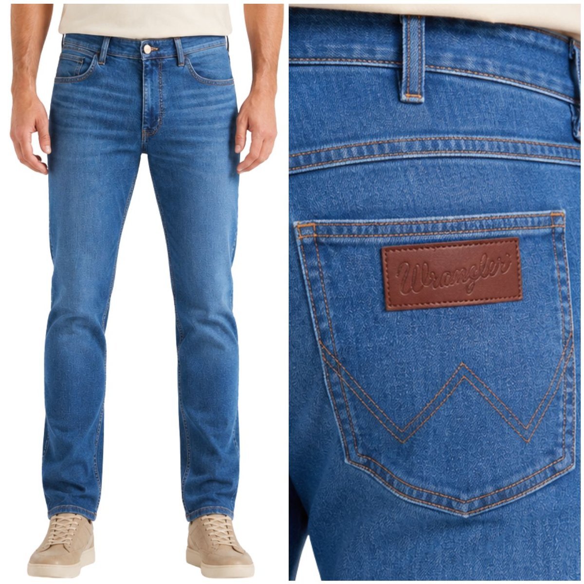 Wrangler GREENSBORO Mid Visual elastyczne proste spodnie jeansowe W31 L32