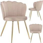Krzesła - krzesło tapicerowane, do jadalni, Fiore, złote nogi, beżowe - miniaturka - grafika 1
