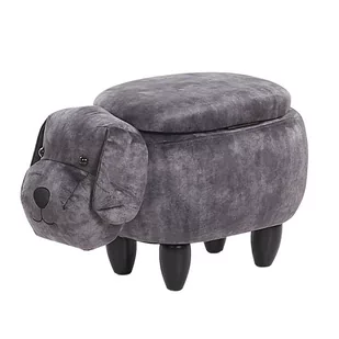 Beliani Pufa zwierzak ze schowkiem welurowa szara DOGGY - Krzesła - miniaturka - grafika 1