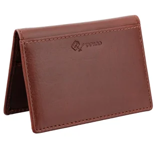 Mały antykradzieżowy portfel skórzany na karty zbliżeniowe z wyciąganym albumem (brąz) - Etui na dokumenty i karty - miniaturka - grafika 1