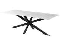 Stoły - BARCELONA Stół #313 Biały marmur + Czarny metal 220x100x76 cm - miniaturka - grafika 1