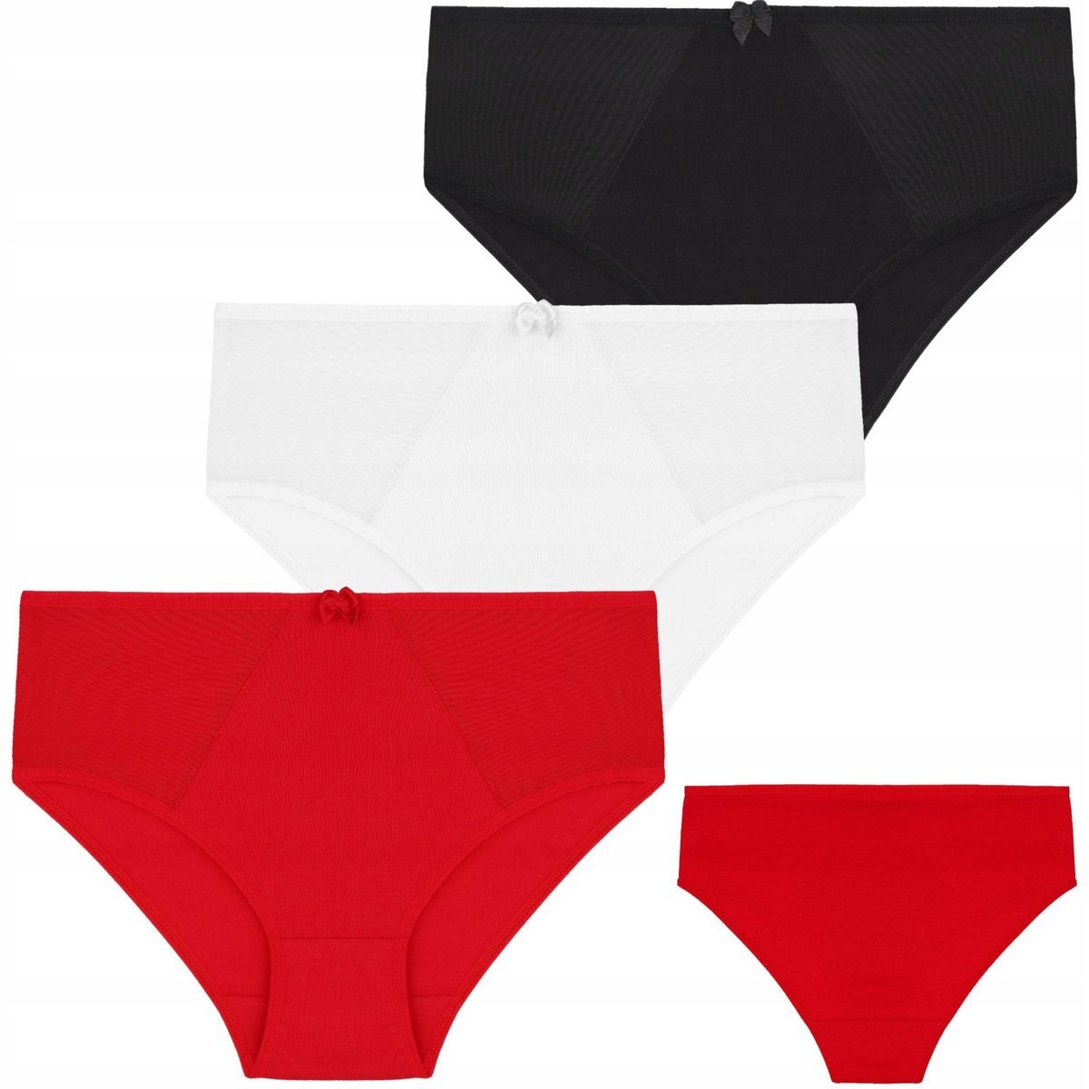 3X MAJTKI DAMSKIE BAWEŁNIANE FIGI BIKINI TRANSPARENTNE WSTAWKI MORAJ XL