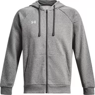 Bluzy męskie - Bluza męska Under Armour Rival Fleece FZ Hoodie szara 1379767 025-M - miniaturka - grafika 1