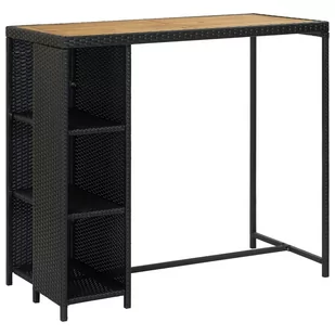 vidaXL Stolik barowy z półką, czarny, 120x60x110 cm, polirattan vidaXL - Ławy i stoliki kawowe - miniaturka - grafika 1