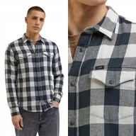 Koszule męskie - Lee CLEAN WESTERN SHIRT Ecru BAWE��NIANA KOSZULA W KRAT�� REGULAR FIT M - miniaturka - grafika 1