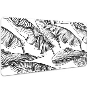 Mata ochronna z nadrukiem Czarne liście 100x50 cm, Dywanomat - Podkładki na biurko - miniaturka - grafika 1