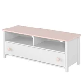 Komody dla dzieci - Komoda, szafka rtv do pokoju dziewczynki, Luna, 120x42x46 cm, biel, różowy, mat - miniaturka - grafika 1
