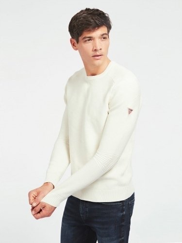 GUESS SWETER MĘSKI Z DŁUGIM RĘKAWEM ECRU L 1Z2E