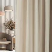 Zasłony - Zasłona na taśmie marszczącej jasnobeżowa aksamitna 140 x 280 cm 1 szt. - miniaturka - grafika 1