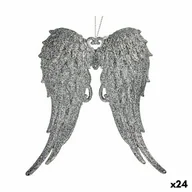 Ozdoby bożonarodzeniowe - Dekoracje bożonarodzeniowe skrzydła anioła srebrne plastikowe błyszczące 13 x 14,5 x 2,5 cm (24 szt.) - miniaturka - grafika 1