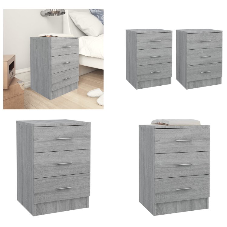 vidaXL Szafki nocne 2 szt. Szara Sonoma 38x35x56 cm Materiał drewnopochodny - Stolik nocny - Szafki nocne - Szafa - Szafka nocna
