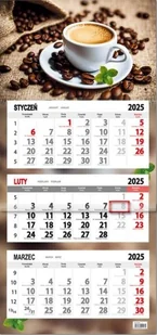Kalendarz 2026 trójdzielny płaska główka Kawa - kalendarz - Kalendarze - miniaturka - grafika 1