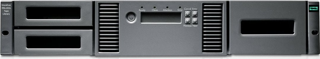 HPE Storage MSL2024 Tape Library 1x MSL LTO-8 SAS Drive 15x LTO-8 30TB Data Cartridges P77036-B25