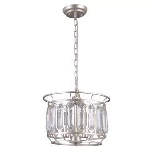 Italux LAMPA wisząca PRISCILLA PND-43388-3B metalowa OPRAWA glamour ZWIS na łańcuchu z kryształami crystal srebrny szampański PND-43388-3B - Lampy sufitowe - miniaturka - grafika 1