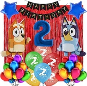 Balony i akcesoria - DEKORACJE BALONY NA 2 URODZINY BLUEY BINGO 31SZT - miniaturka - grafika 1