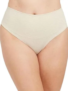 Majtki damskie - Spanx Cotton Control Stringi damskie, Wrzos Oatmeal, S - grafika 1