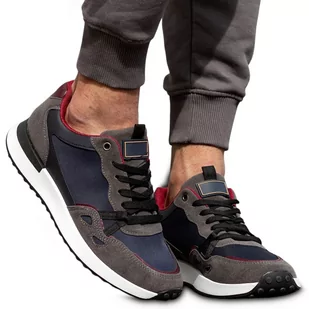 Buty Sportowe Miejskie Eleganckie Sneakersy Męskie Granatowe Ripole 41 - Sneakersy męskie - miniaturka - grafika 1