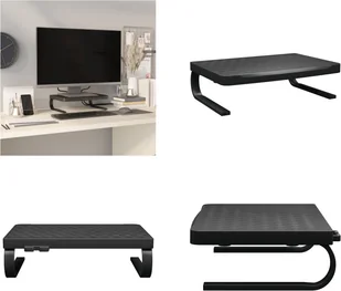 vidaXL Podstawa pod monitor czarna 37x28x11,5 cm - Podstawa pod monitor - Blat biurka - Podwyższenie monitora - Podstawa pod monitor - Akcesoria do monitorów - miniaturka - grafika 1