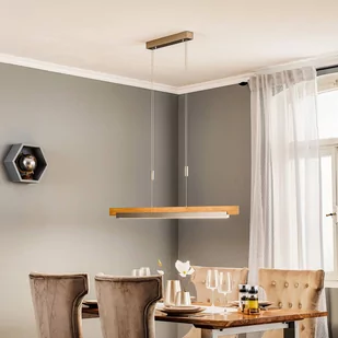 Rothfels Keijo żyrandol LED nikiel/dąb 118 cm - Lampy sufitowe - miniaturka - grafika 1