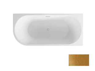 Besco Zoya Glam Wanna wolnostojąca przyścienna 150x75 cm prawa biały połysk/złoty + syfon z przelewem chrom WA-150-ZPZL - odbiór osobisty: Kraków, Warszawa - Wanny - miniaturka - grafika 1
