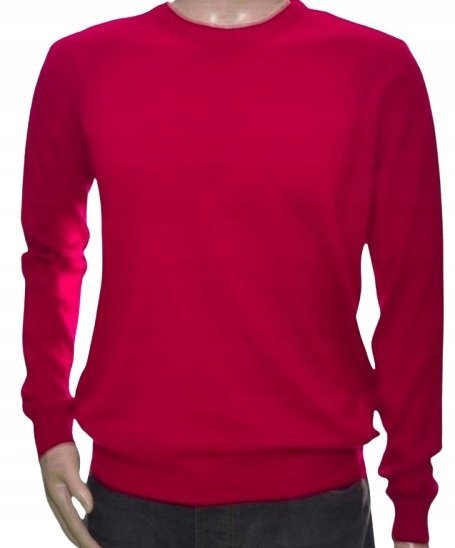 Sweter męski z kaszmiru i wełny merynosów kaszmirowy 2XL XXL czerwony 135