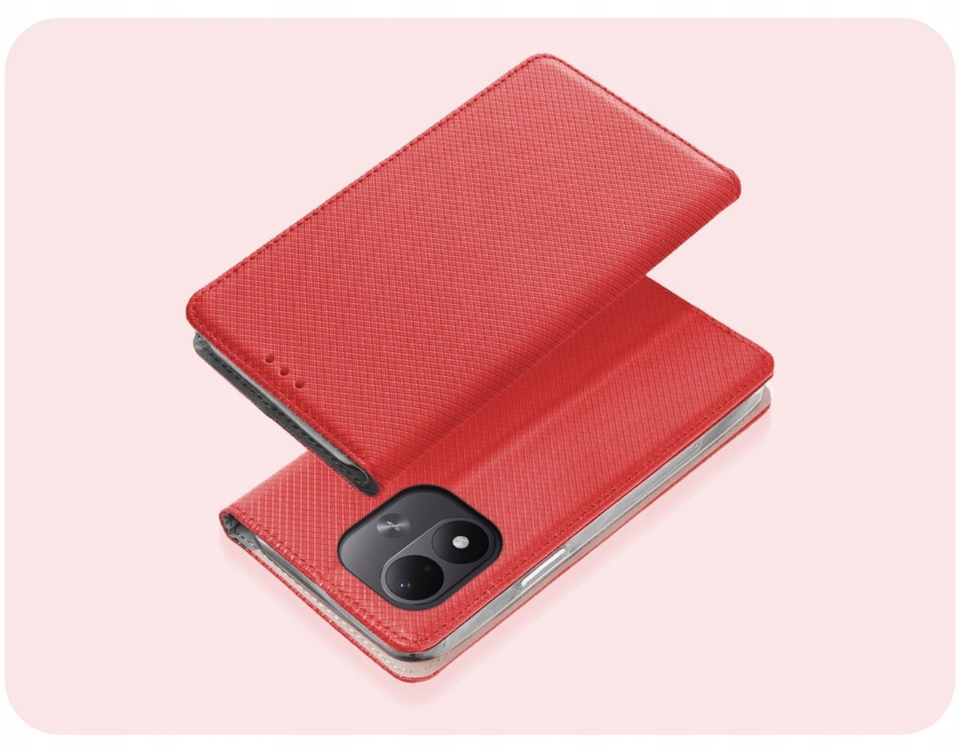 Hello Case Etui z Klapką Do Xiaomi Redmi 17 4G / 5G Czerwone, Zamykane, Case Szkło BUND1808