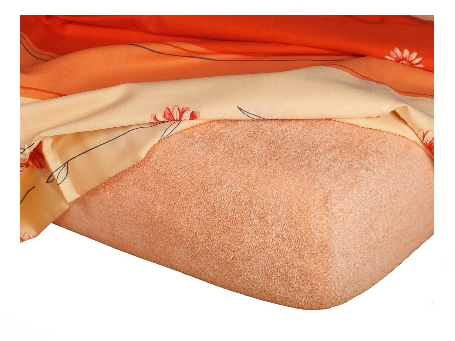 Prześcieradło frotte morelowe 60x120x10 cm