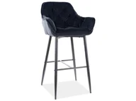 Taborety i hokery - Signal Hoker barowy czarny welur CHERRY H-1 VELVET BLUVEL 19 na czarnych nogach - miniaturka - grafika 1