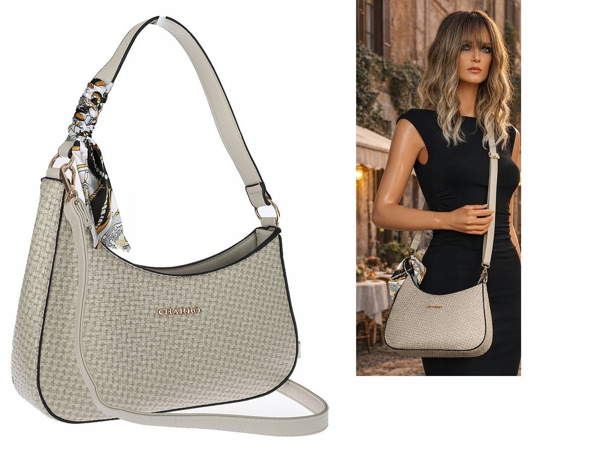 Torebka damska włoskiej marki CHARRO kuferek Listonoszka CH3360 szara