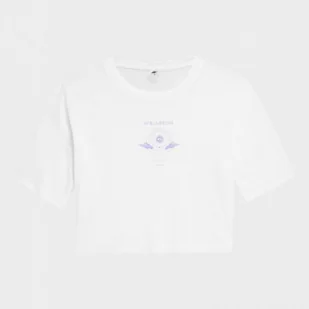 Damski t-shirt crop top do jogi 4F 4FSS22TFTSF271 - Koszulki sportowe damskie - miniaturka - grafika 1