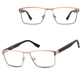 Męskie oprawki korekcyjne okulary zerówki 876F różowe złoto - Okulary korekcyjne, oprawki, szkła - miniaturka - grafika 1