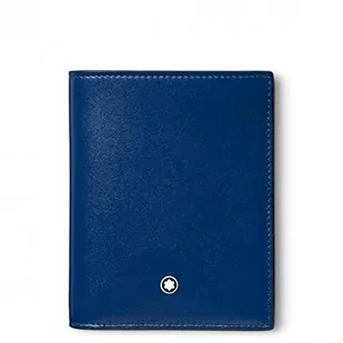 Montblanc Meisterstück kompaktowy portfel 6 cc ze skóry w kolorze niebieskim, wymiary: 11 cm x 9 cm x 1 cm, 129678, niebieski, Klasyczny - Portfele - miniaturka - grafika 1