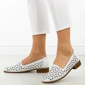 Półbuty damskie - Białe ażurowe skórzane półbuty damskie S.Barski 646 - S.BARSKI - miniaturka - grafika 1