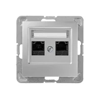 Gniazdka elektryczne - LEDart komputerowe podwójne RJ45 kat.5e, bez ramki - Ospel Impresja GPK-2Y/K/m/18, kolor srebrny - miniaturka - grafika 1