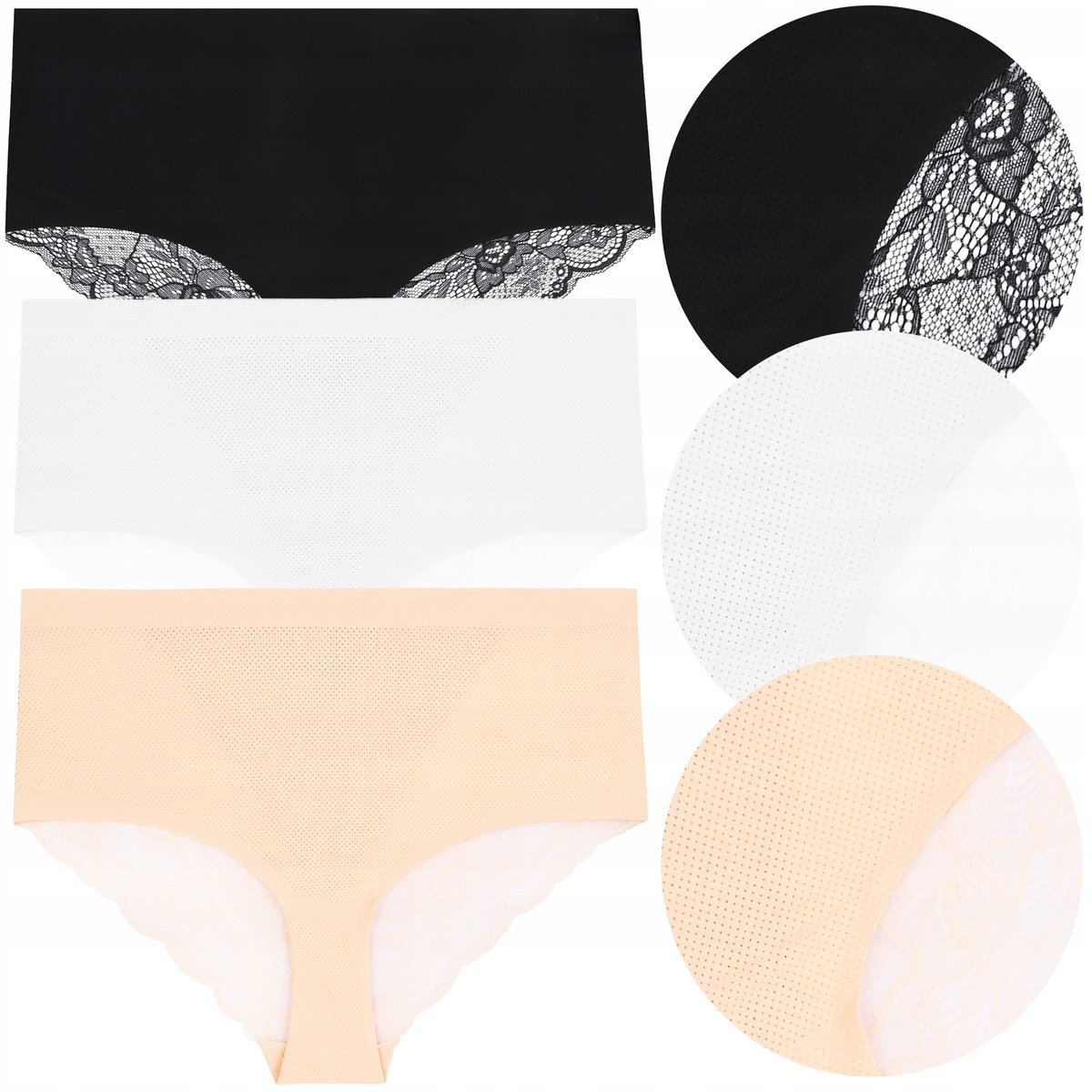 MAJTKI DAMSKIE FIGI z Wysokim Stanem Koronka 3 sztuki 3-PAK MORAJ r. M