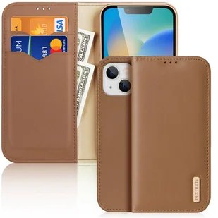 Dux Ducis Hivo skórzane etui z klapką pokrowiec ze skóry naturalnej portfel na karty i dokumenty iPhone 14 brązowy - Portfele - miniaturka - grafika 1