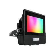Lampy ogrodowe - Projektor LED WiFi V-TAC 10W Czujnik Ruchu Czarny Z MUFĄ SMART Amazon Alexa Google Home VT-5191S RGB+3000K-6500K 725lm - miniaturka - grafika 1